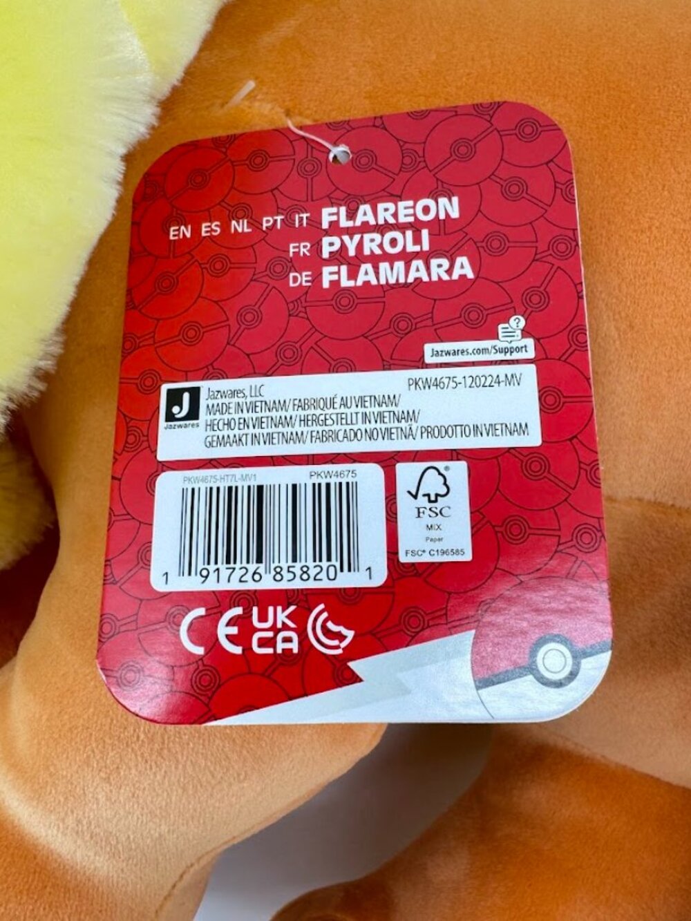 Pokémon Flareon 18" Evolutions Sleeping Plush Buddy by Jazwares - NEW WITH TAGS - Picture 4 of 7